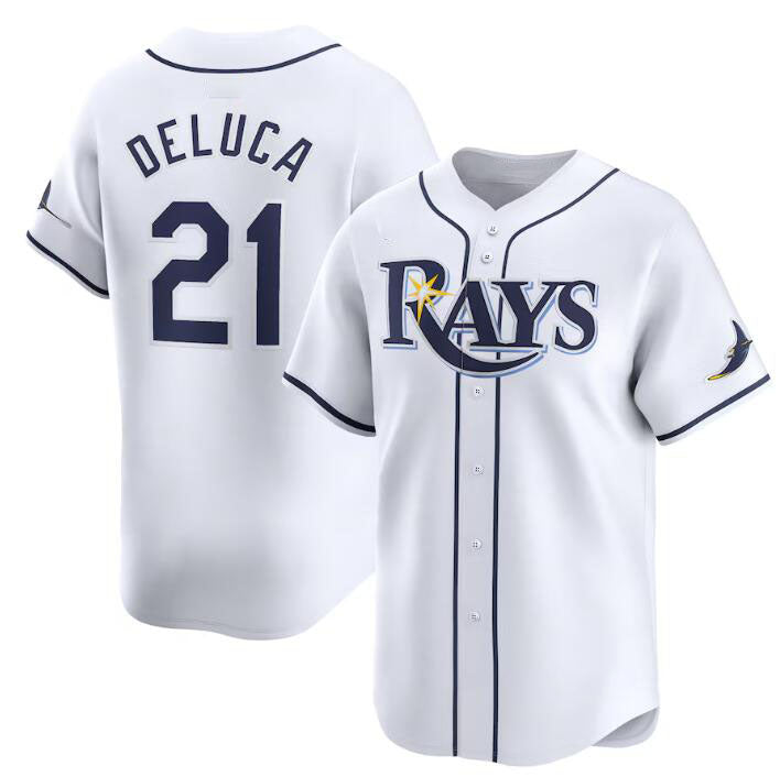 Tampa Bay Rays #21 Jonny DeLuca White Home Limited Stitched Baseball Jersey baseball jersey product view 1