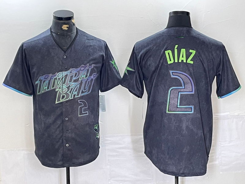 Tampa Bay Rays #2 Yandy Diaz Number Charcoal 2024 City Connect Limited Stitched Baseball Jerseys baseball jersey product view 1