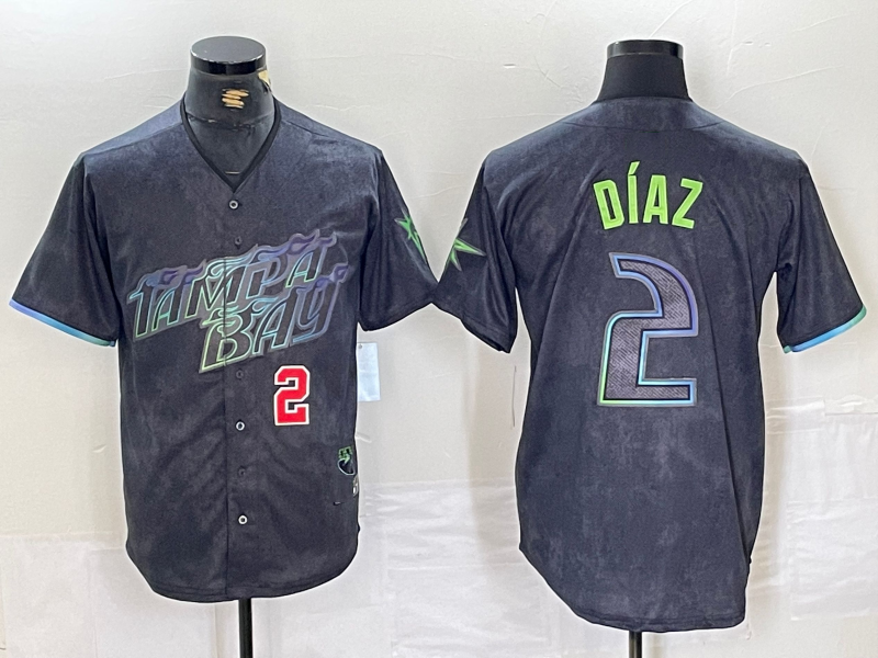 Tampa Bay Rays #2 Yandy Diaz Number Charcoal 2024 City Connect Limited Stitched Baseball Jerseys baseball jersey product view 1