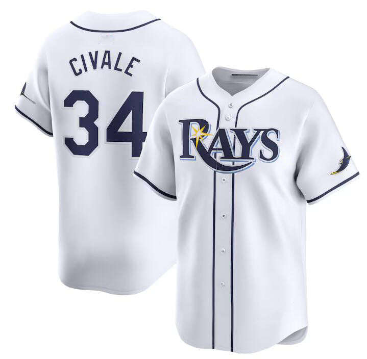 Tampa Bay Rays #34 aron Civale White Home Limited Stitched Baseball Jersey baseball jersey product view 1