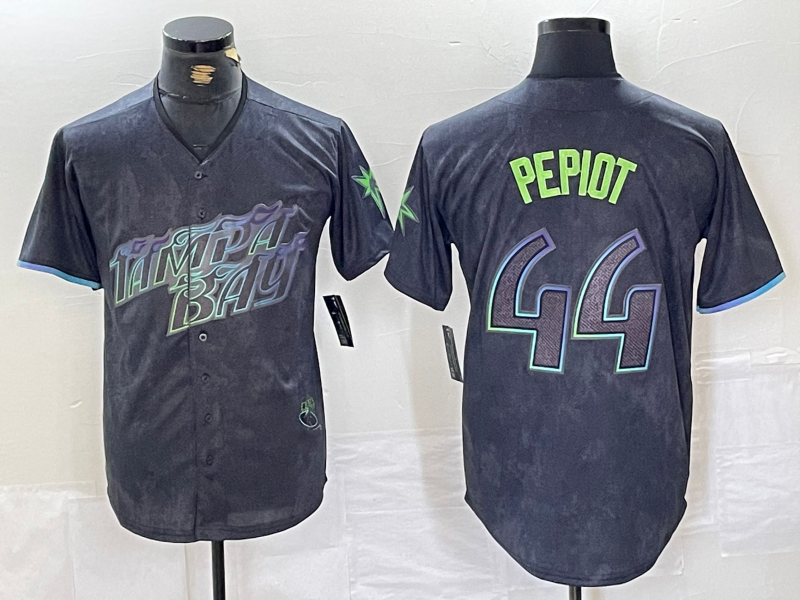 Tampa Bay Rays #44 Ryan Pepiot Charcoal 2024 City Connect Limited Cool Base Baseball Jersey baseball jersey product view 1