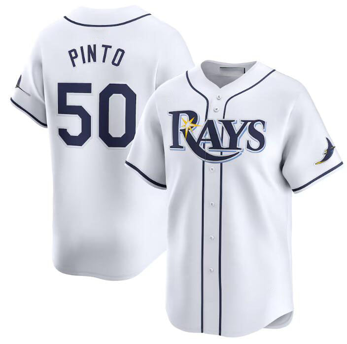 Tampa Bay Rays #50 Rene Pinto White Home Limited Stitched Baseball Jersey baseball jersey product view 1