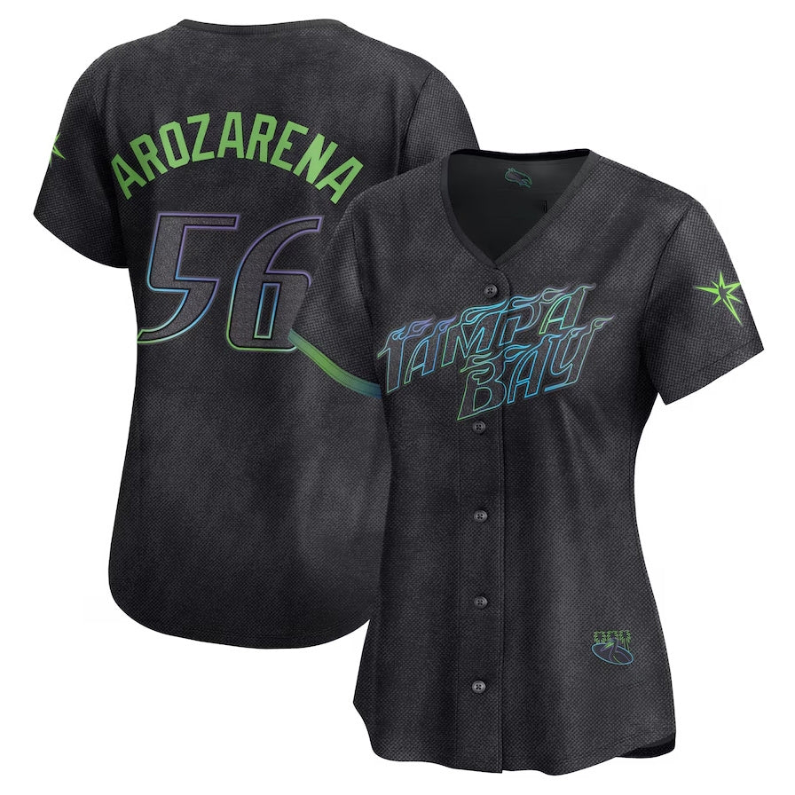 Tampa Bay Rays #56 Randy Arozarena Charcoal 2024 City Connect Limited Player Baseball Jersey baseball jersey product view 1
