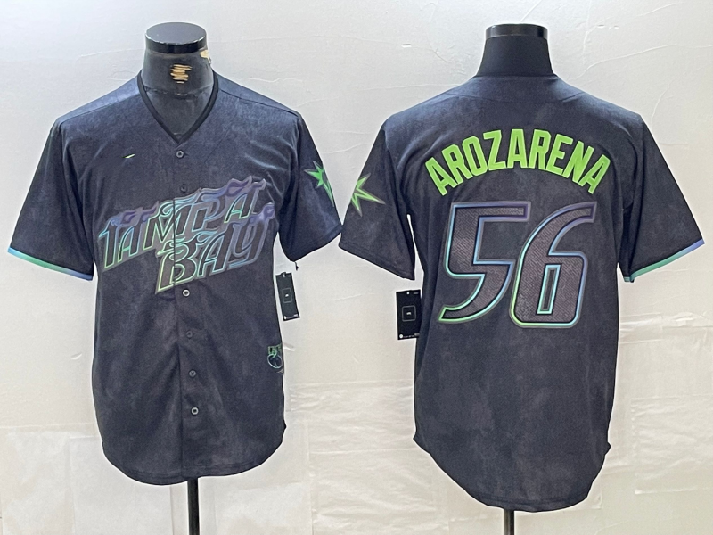 Tampa Bay Rays #56 Randy Arozarena Charcoal 2024 City Connect Limited Stitched Baseball Jerseys baseball jersey product view 1