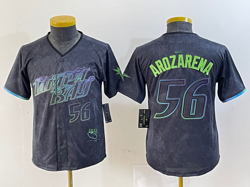Tampa Bay Rays #56 Randy Arozarena Number Charcoal 2024 City Connect Limited Stitched Baseball Jerseys baseball jersey product view 1