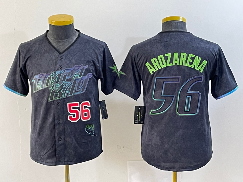 Tampa Bay Rays #56 Randy Arozarena Number Charcoal 2024 City Connect Limited Stitched Baseball Jerseys baseball jersey product view 1