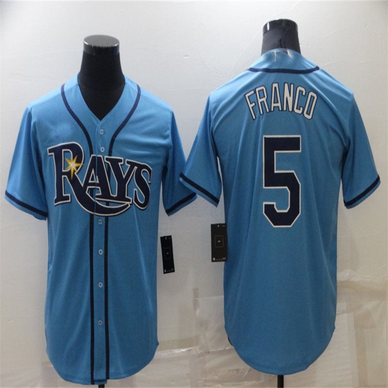 Tampa Bay Rays #5 Wander Franco Light Blue Stitched Cool Base Jersey Baseball Jerseys baseball jersey product view 1