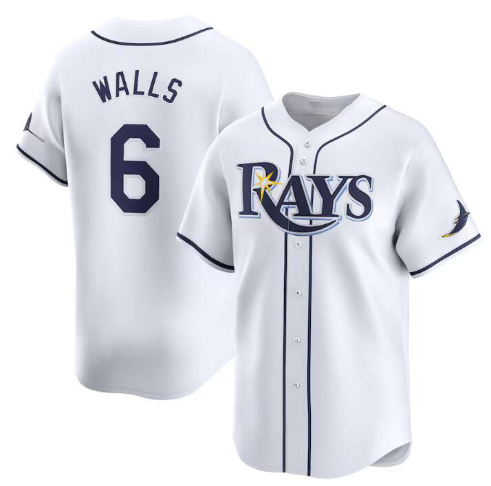Tampa Bay Rays #6 Taylor Walls White Home Limited Stitched Baseball Jersey baseball jersey product view 1