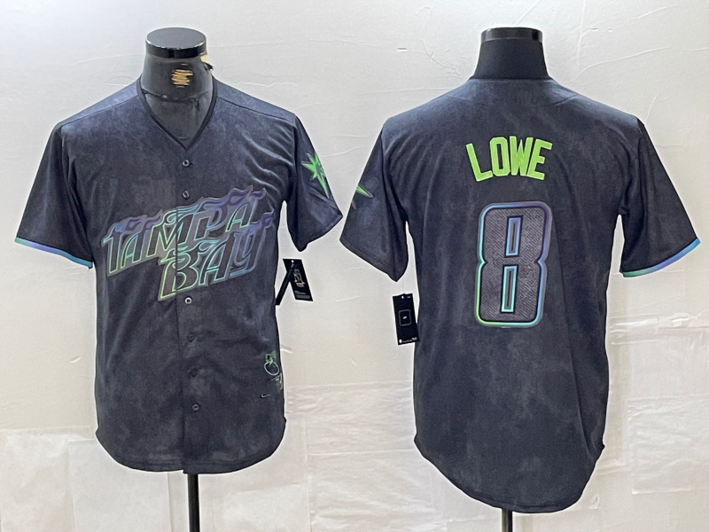 Tampa Bay Rays #8 Brandon Lowe Charcoal 2024 City Connect Limited Cool Base Baseball Jersey baseball jersey product view 1