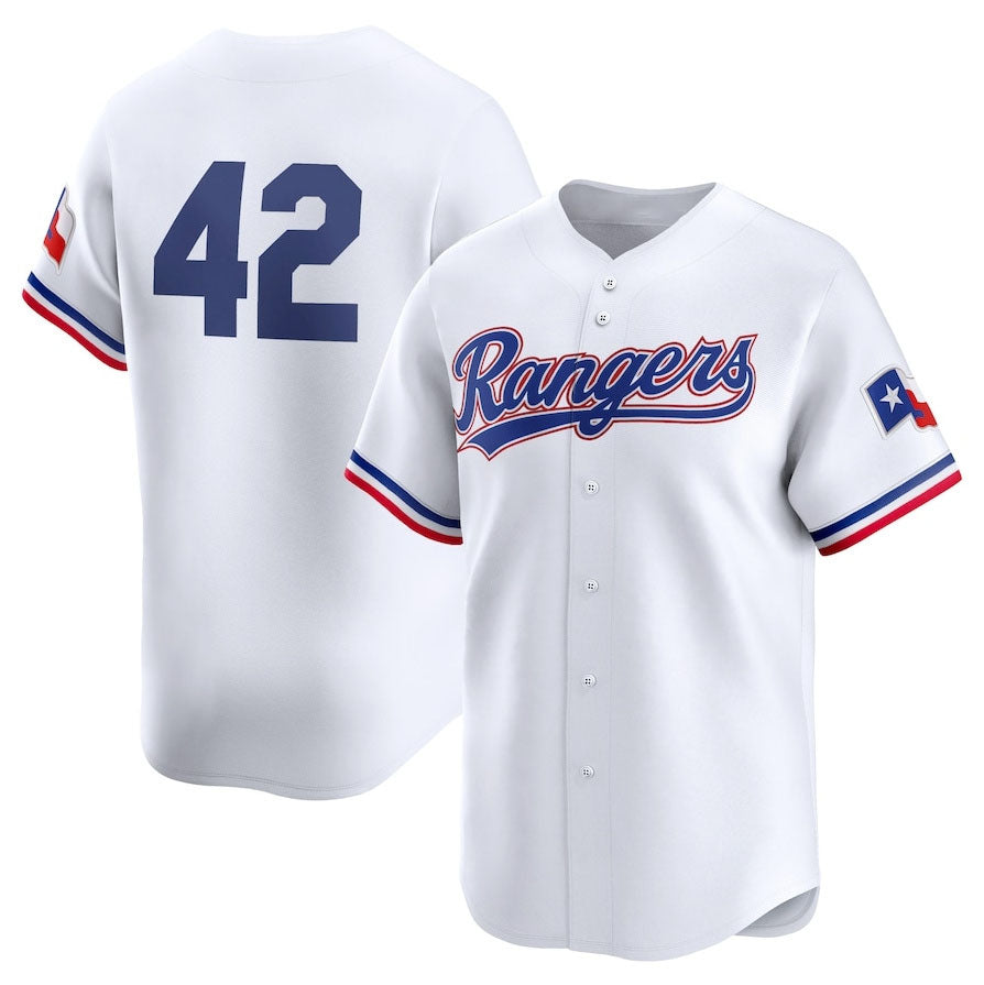 Texas Rangers 2024 #42 Jackie Robinson Day Home Limited Jersey ¨C White Stitches Baseball Jerseys baseball jersey product view 1