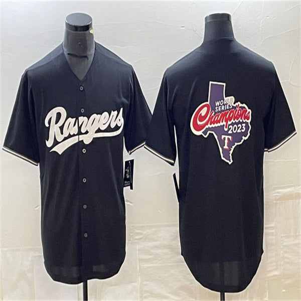 Los Angeles Dodgers Texas Rangers Black 2023 World Series Champions Big Logo Home Authentic Patch Jersey Baseball Jerseys baseball jersey product view 1