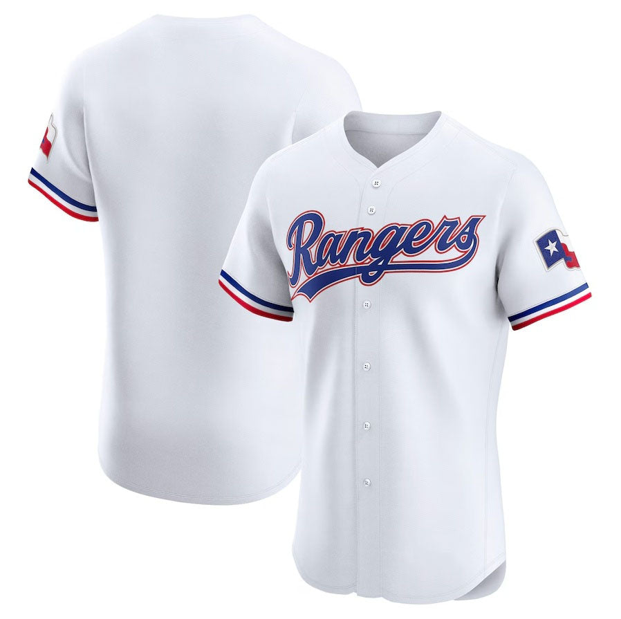 Texas Rangers Home Elite Jersey - White Baseball Jersey baseball jersey product view 1