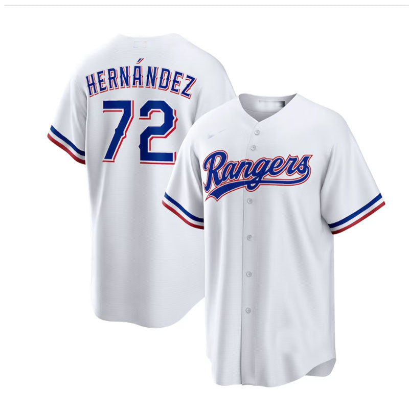 Texas Rangers #72 Jonathan Hern¨¢ndez White Home Replica Player Jersey Baseball Jerseys baseball jersey product view 1