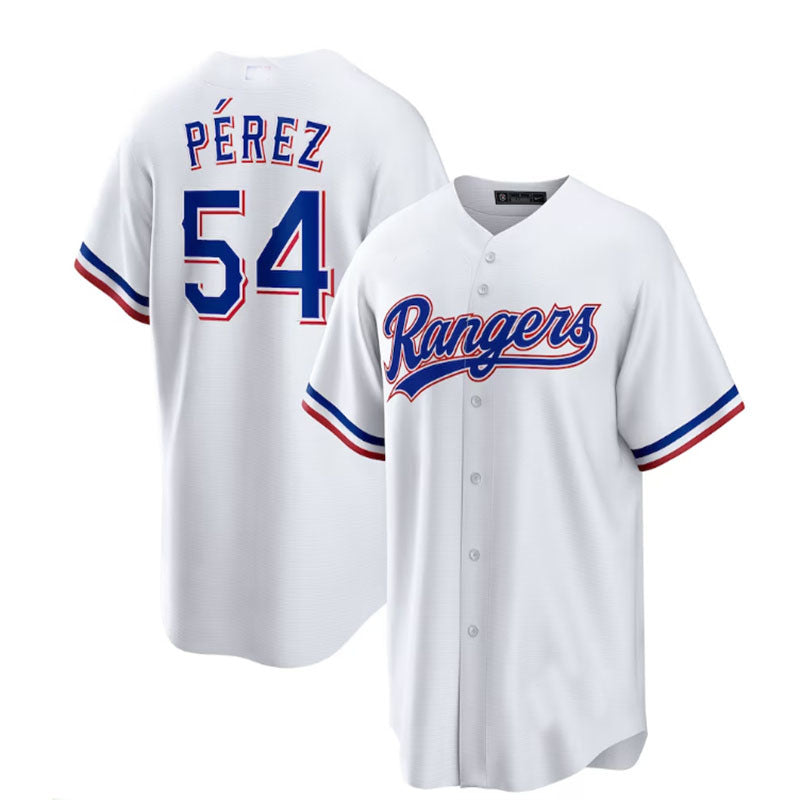 Texas Rangers #54 Mart¨ªn P¨¦rez White Home Replica Player Jersey Baseball Jerseys baseball jersey product view 1