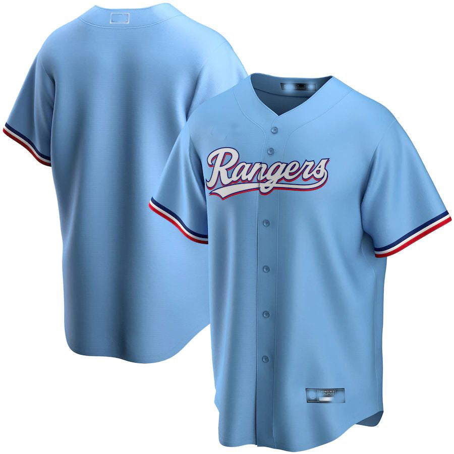Texas Rangers Light Blue Alternate Replica Team Jersey Baseball Jerseys baseball jersey product view 1