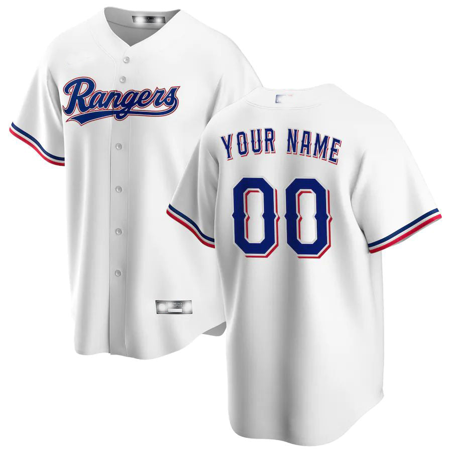 Custom Texas Rangers White Home Replica Custom Jersey Baseball Jerseys baseball jersey product view 1