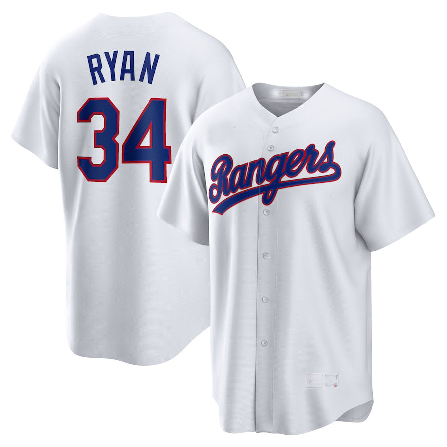Texas Rangers #34 Nolan Ryan White Home Cooperstown Collection Player Jersey Baseball Jerseys baseball jersey product view 1