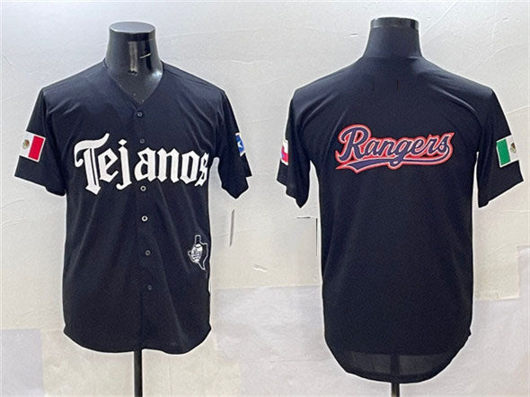 Texas Rangers Team Big Logo Black Mexico 2025 Vapor Premier Limited Stitched Baseball Jersey baseball jersey product view 1