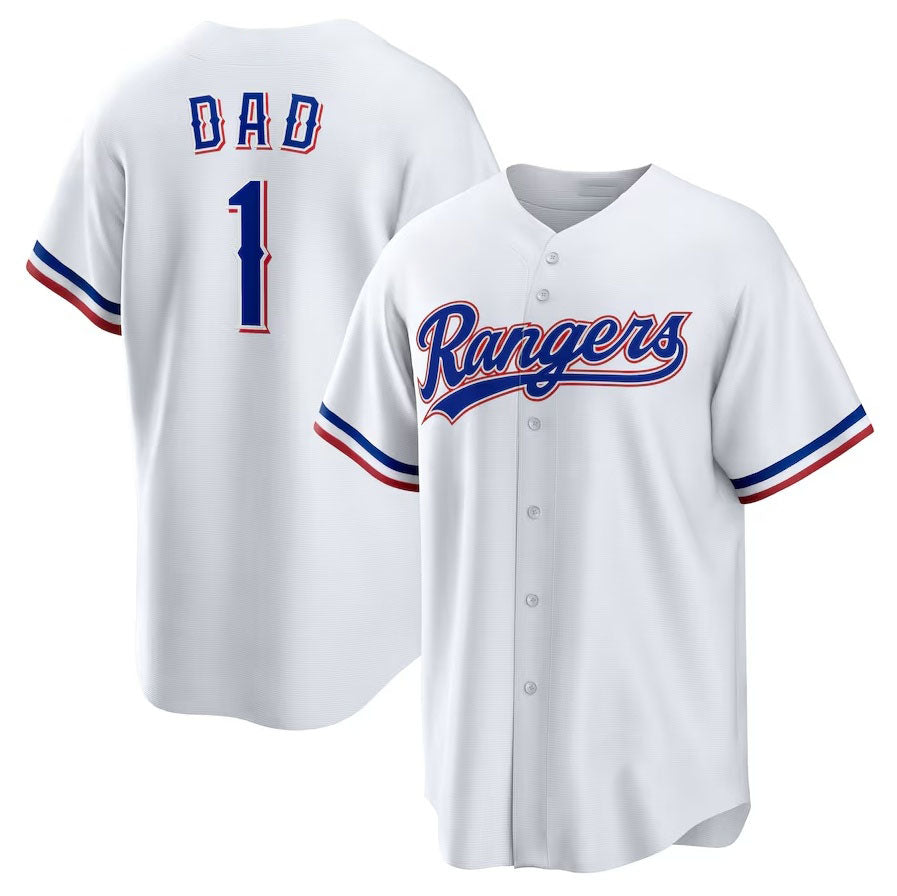 Texas Rangers #1 Dad Home Replica Jersey - White Stitched Baseball Jersey baseball jersey product view 1