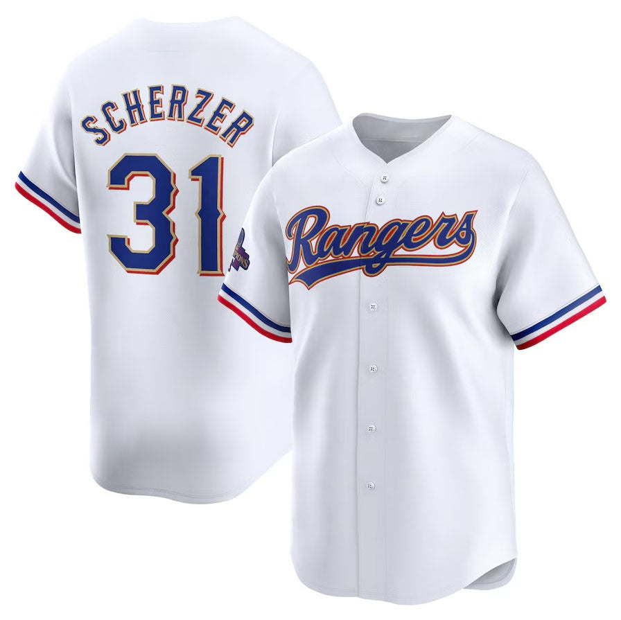 Texas Rangers #31 Max Scherzer 2024 Gold Collection Limited Player Jersey ¨C White Baseball Jerseys baseball jersey product view 1