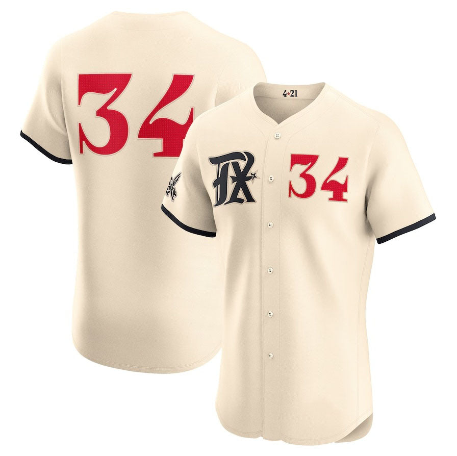 Texas Rangers #34 Nolan Ryan City Connect Retired Elite Jersey - Cream Stitched Baseball Jersey baseball jersey product view 1