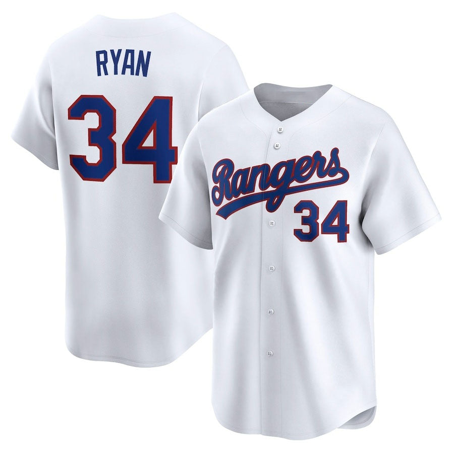 Texas Rangers #34 Nolan Ryan Throwback Cooperstown Collection Limited Jersey - White Stitched Baseball Jersey baseball jersey product view 1