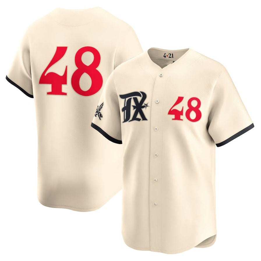 Texas Rangers #48 Jacob deGrom City Connect Limited Jersey - Cream Stitched Baseball Jersey baseball jersey product view 1