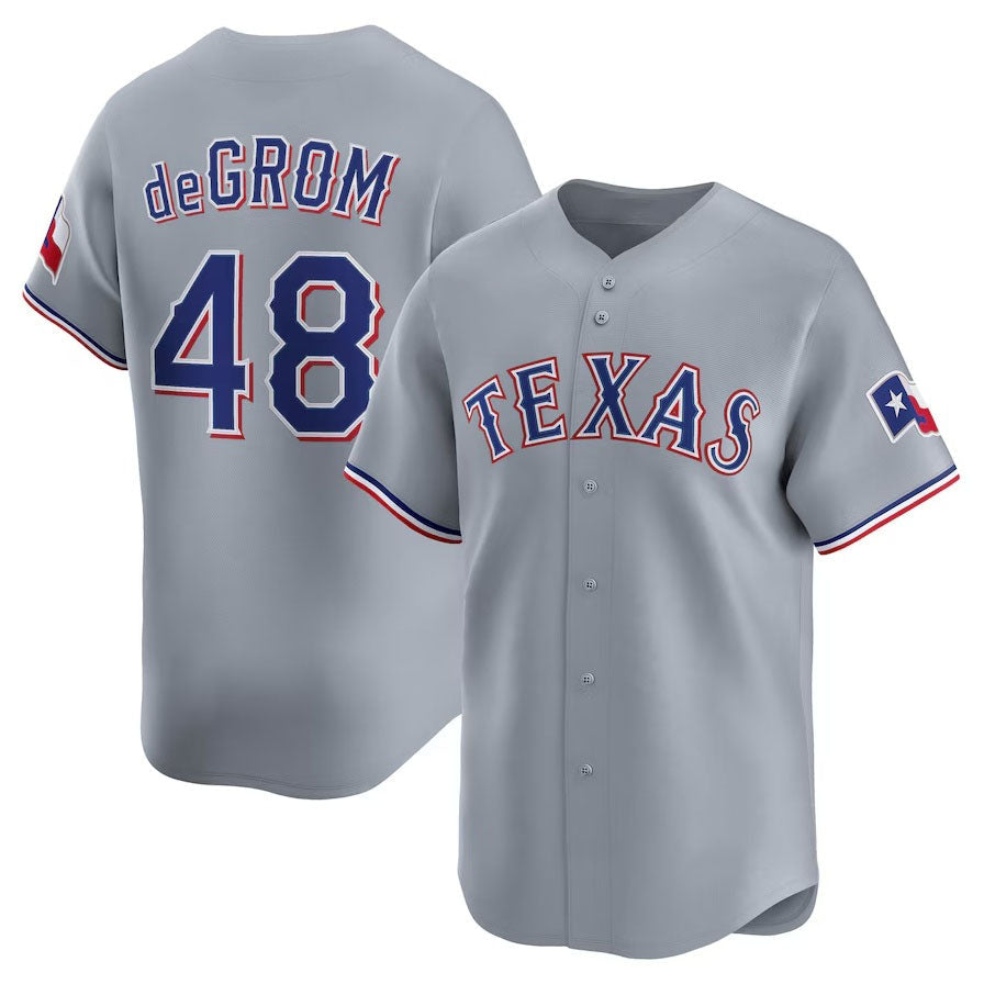 Texas Rangers #48 Jacob deGrom Road Limited Player Jersey - Gray Stitched Baseball Jersey baseball jersey product view 1