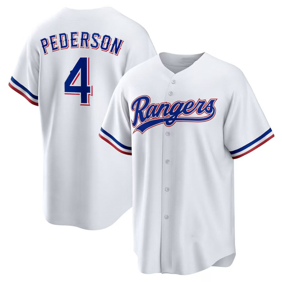 Texas Rangers #4 Joc Pederson Home Replica Jersey - White Stitched Baseball Jersey baseball jersey product view 1