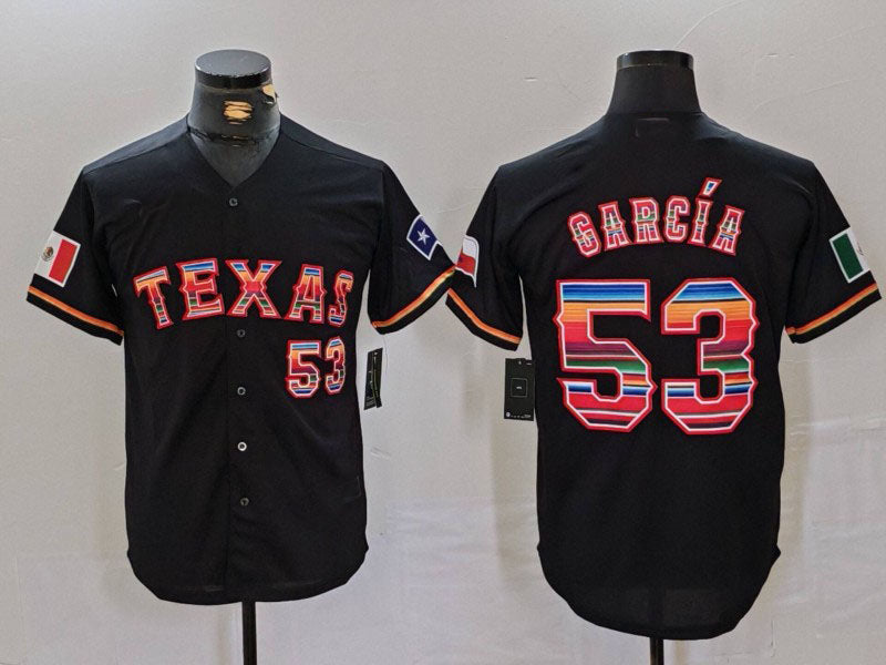 Texas Rangers #53 Adolis Garcia Black Rainbow Mexico Cool Base Stitched Baseball Jersey baseball jersey product view 1