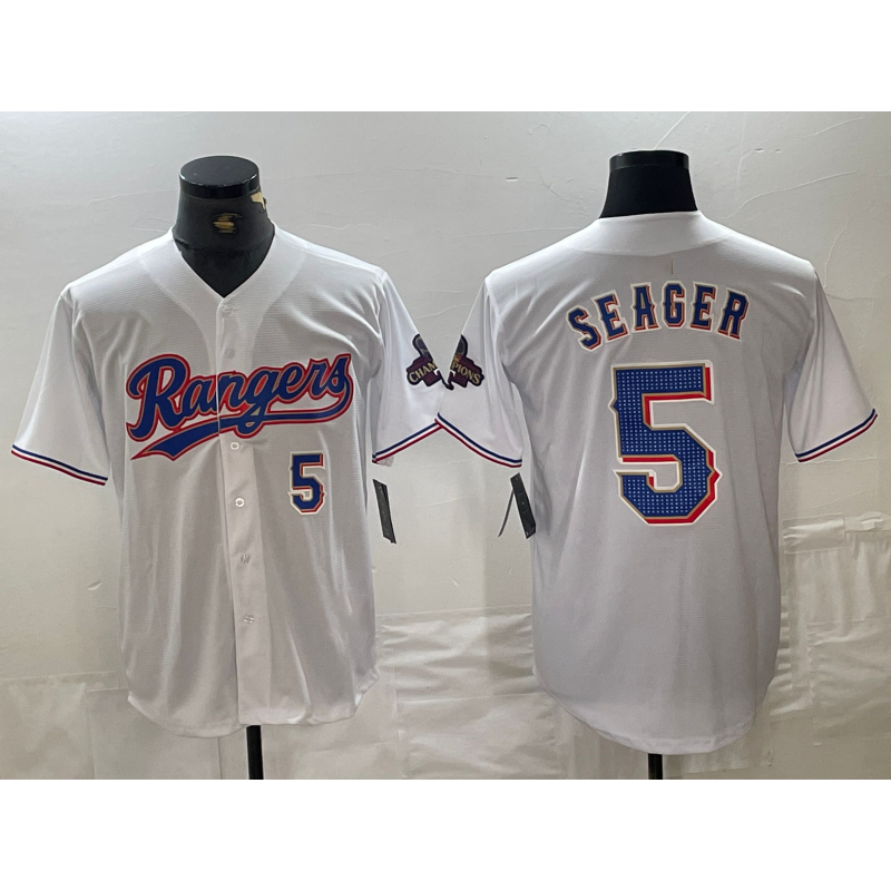 Texas Rangers #5 Corey Seager Number White 2024 Gold Collection Limited Cool Base Baseball Jersey baseball jersey product view 1