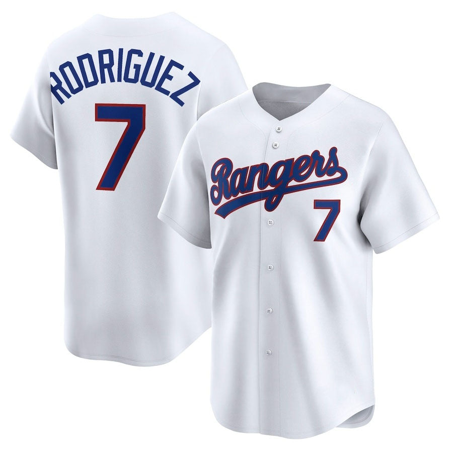 Texas Rangers #7 Ivan Rodriguez Throwback Cooperstown Collection Limited Jersey - White Stitched Baseball Jersey baseball jersey product view 1