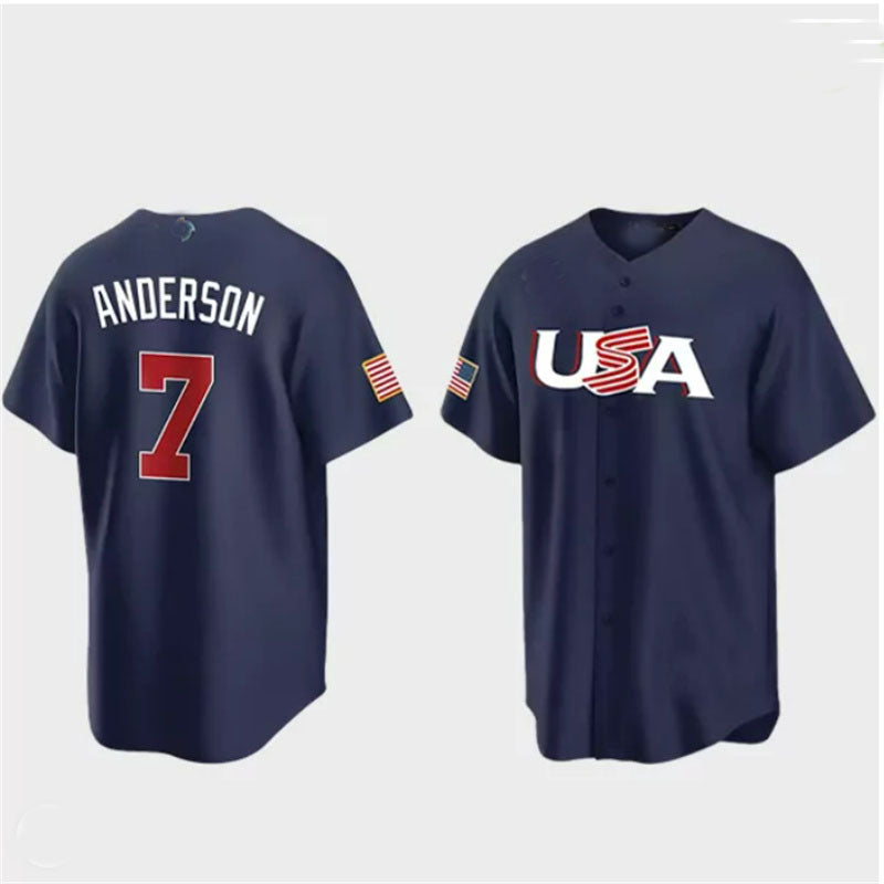 #7 Tim Anderson USA Baseball 2023 World Baseball Classic Jersey ¨C Navy Stitches Baseball Jerseys baseball jersey product view 1