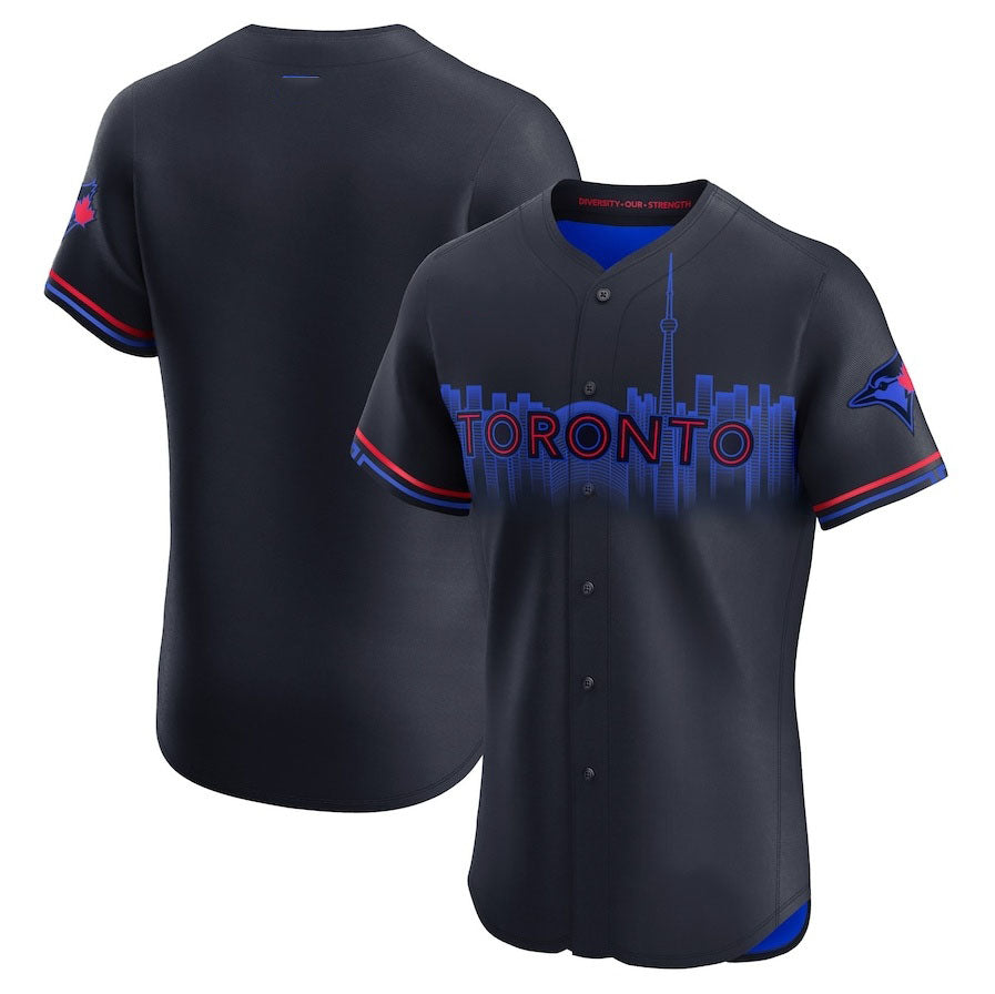 Toronto Blue Jays City Connect Elite Jersey - Navy Stitched Baseball Jersey baseball jersey product view 1