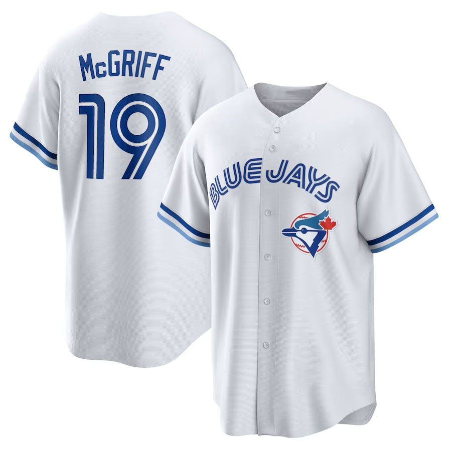 Toronto Blue Jays #19 Fred McGriff Cooperstown Collection 2023 Hall of Fame Inline Replica Jersey - White Stitched Baseball Jersey baseball jersey product view 1