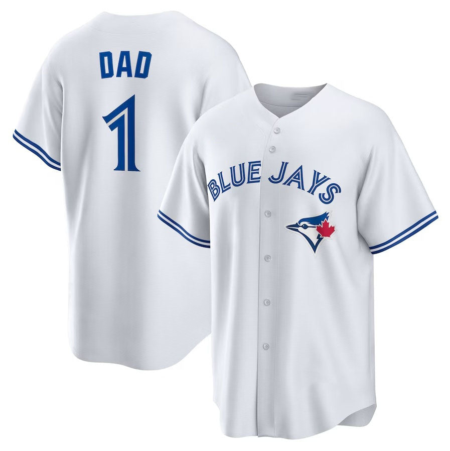 Toronto Blue Jays #1 Dad Home Replica Jersey - White Stitched Baseball Jersey baseball jersey product view 1