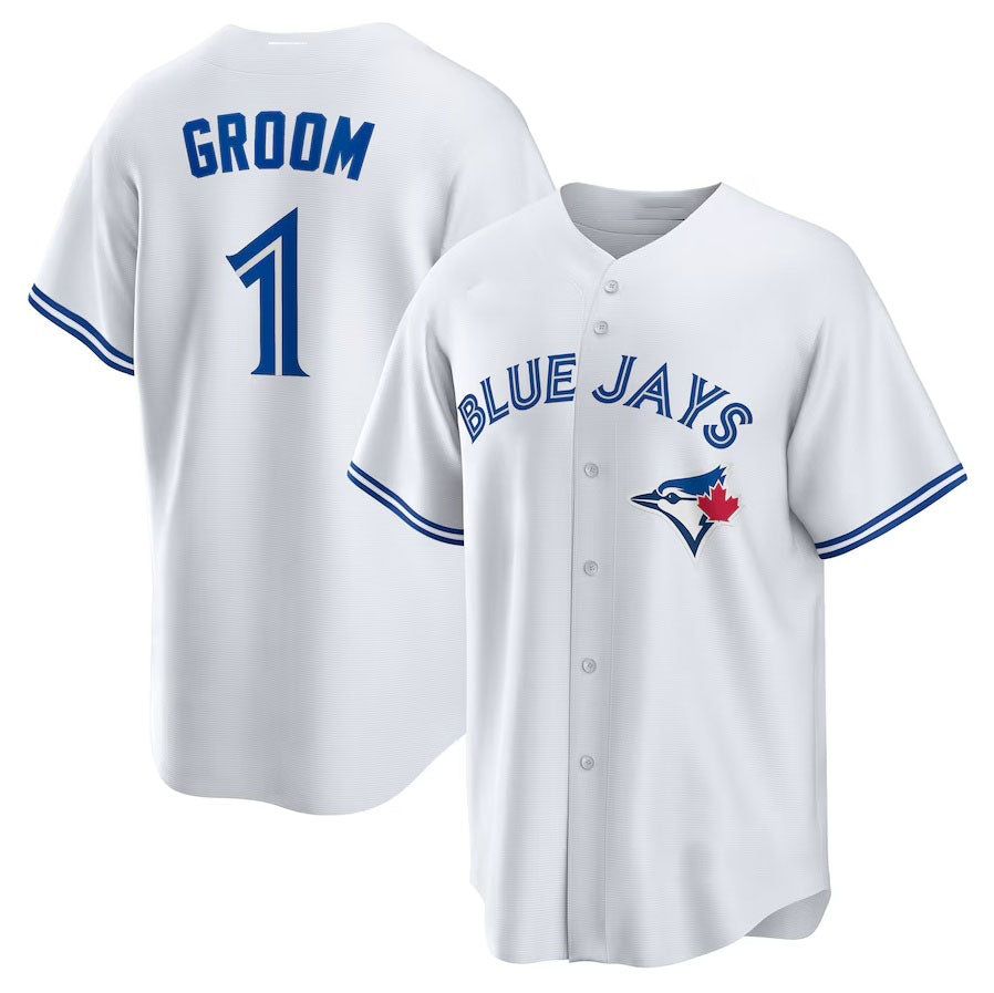 Toronto Blue Jays #1 Groom Home Replica Jersey - White Stitched Baseball Jersey baseball jersey product view 1