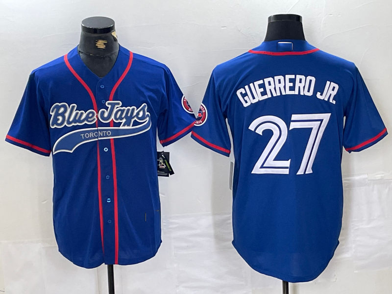 Toronto Blue Jays #27 Vladimir Guerrero Jr Blue Cool Base Stitched Baseball Jersey baseball jersey product view 1