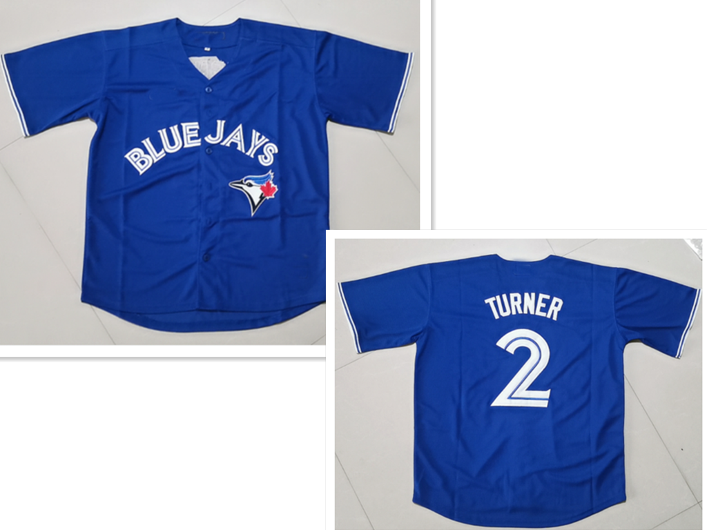 Toronto Blue Jays #2 Justin Turner Blue Cool Base Stitched Baseball Jersey baseball jersey product view 1