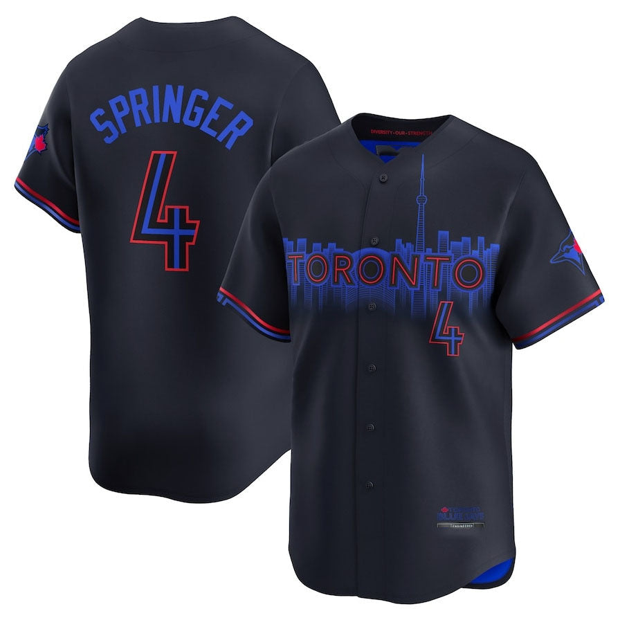 Toronto Blue Jays #4 George Springer 2024 City Connect Limited Player Jersey - Black Baseball Jerseys baseball jersey product view 1