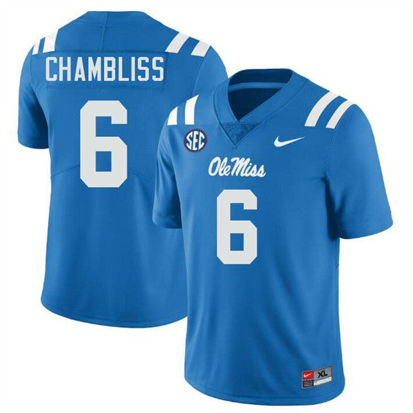 Trinidad Chambliss Ole Miss Rebels Jersey - Blue sports jersey product view 1
