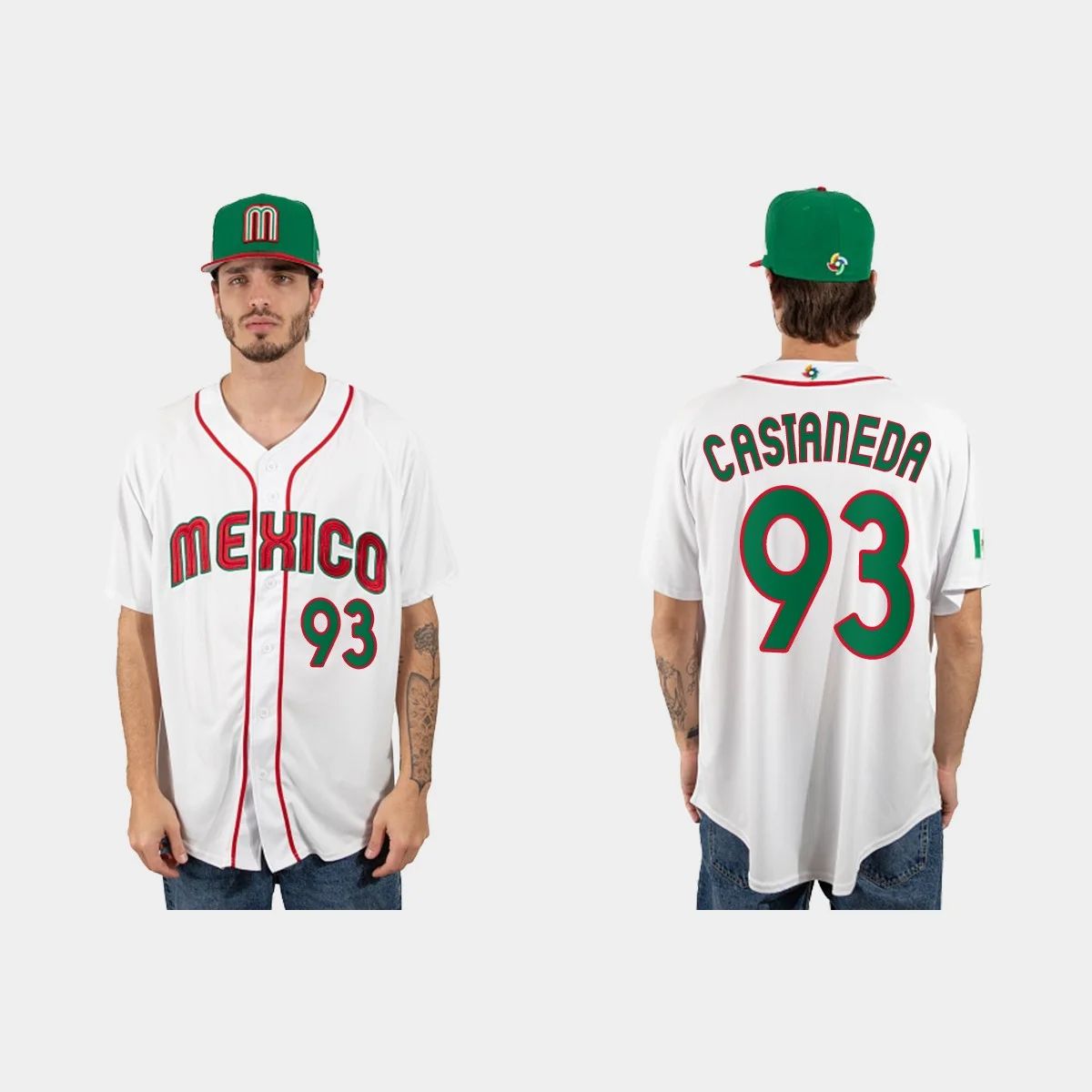 #93 VICTOR CASTANEDA MEXICO BASEBALL 2023 WORLD BASEBALL CLASSIC JERSEY ¨C WHITE Stitches Baseball Jerseys baseball jersey product view 1