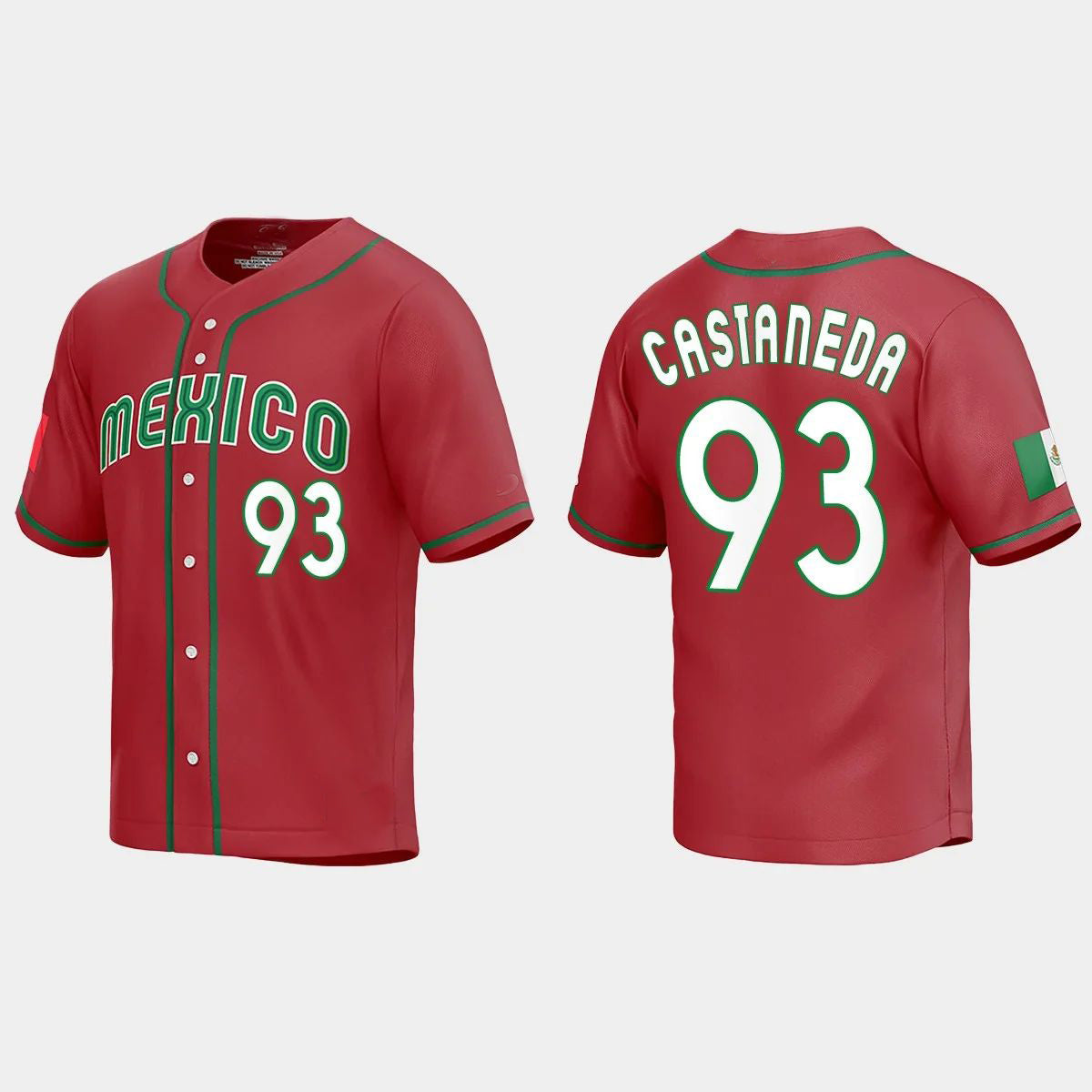 #93 VICTOR CASTANEDA MEXICO BASEBALL 2023 WORLD BASEBALL CLASSIC REPLICA JERSEY ¨C RED Stitches Baseball Jerseys baseball jersey product view 1