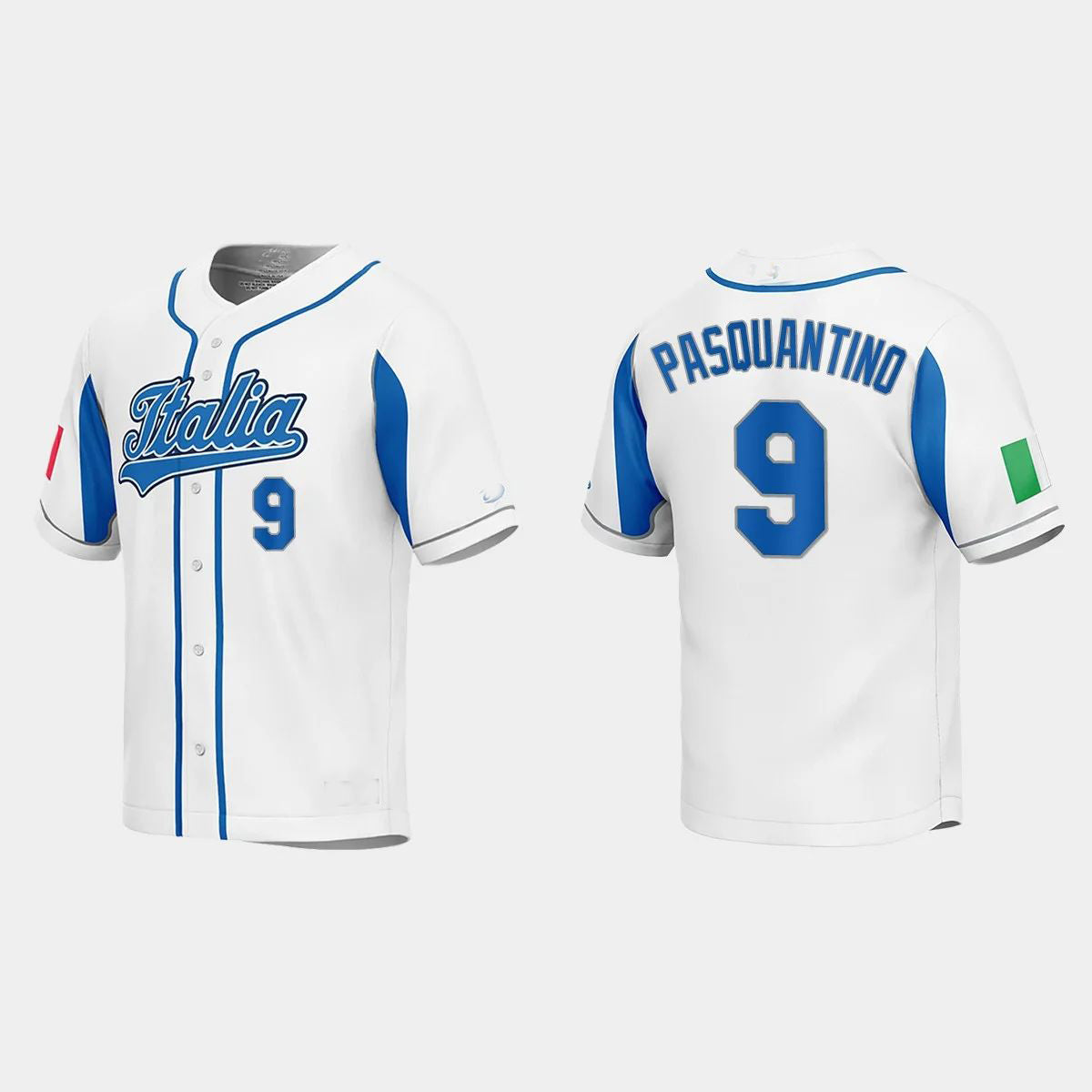 #9 VINNIE PASQUANTINO ITALY BASEBALL 2023 WORLD BASEBALL CLASSIC JERSEY ¨C WHITE Stitches Baseball Jerseys baseball jersey product view 1
