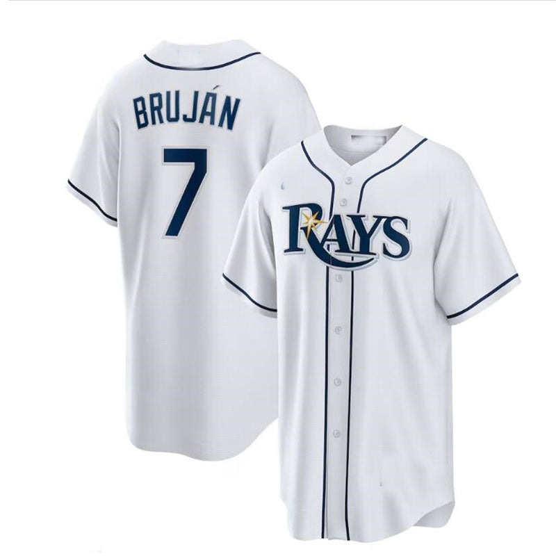 Tampa Bay Rays #7 Vidal Bruj¨¢n Home Replica Player Jersey - White Baseball Jerseys baseball jersey product view 1