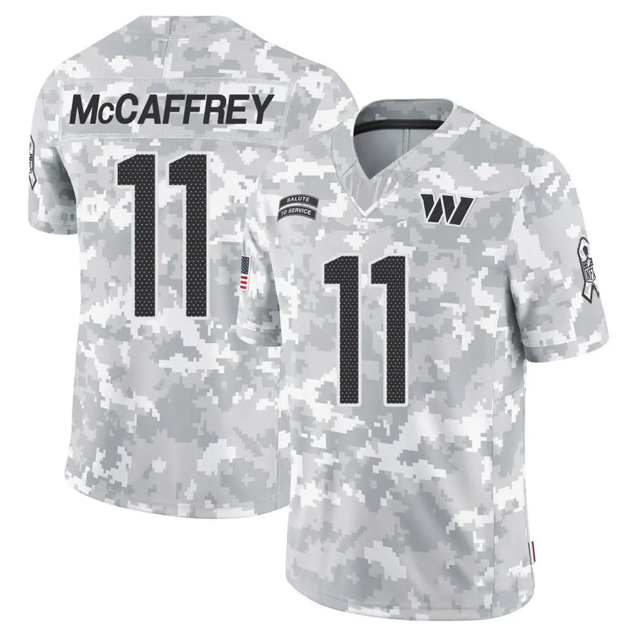 W.Commanders #11 Luke McCaffrey Player Limited Arctic Camo Salute to Service Football Jerseys football jersey product view 1