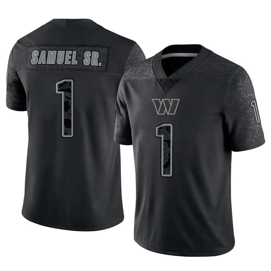 W.Commanders #1 Deebo Samuel Sr Player Black RFLCTV Limited Football Jerseys football jersey product view 1