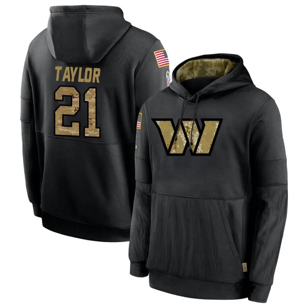 W.Commanders #21 Sean Taylor Player Black Salute to Service Hoodies Football Jerseys football jersey product view 1