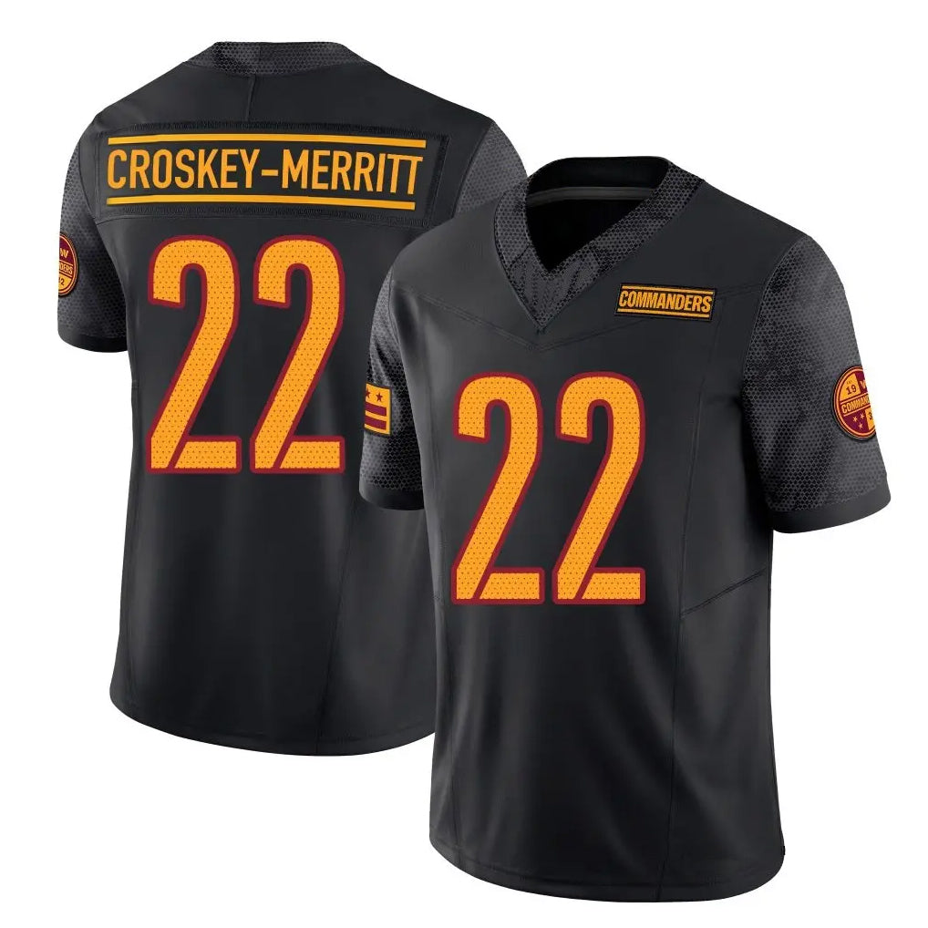 W.Commanders #22 Jacory Croskey-Merritt Player Black Vapor F.U.S.E. Limited Football Jerseys football jersey product view 1