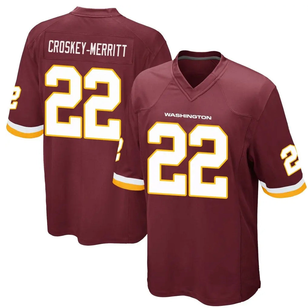 W.Commanders #22 Jacory Croskey-Merritt Player Burgundy Game Football Jerseys football jersey product view 1
